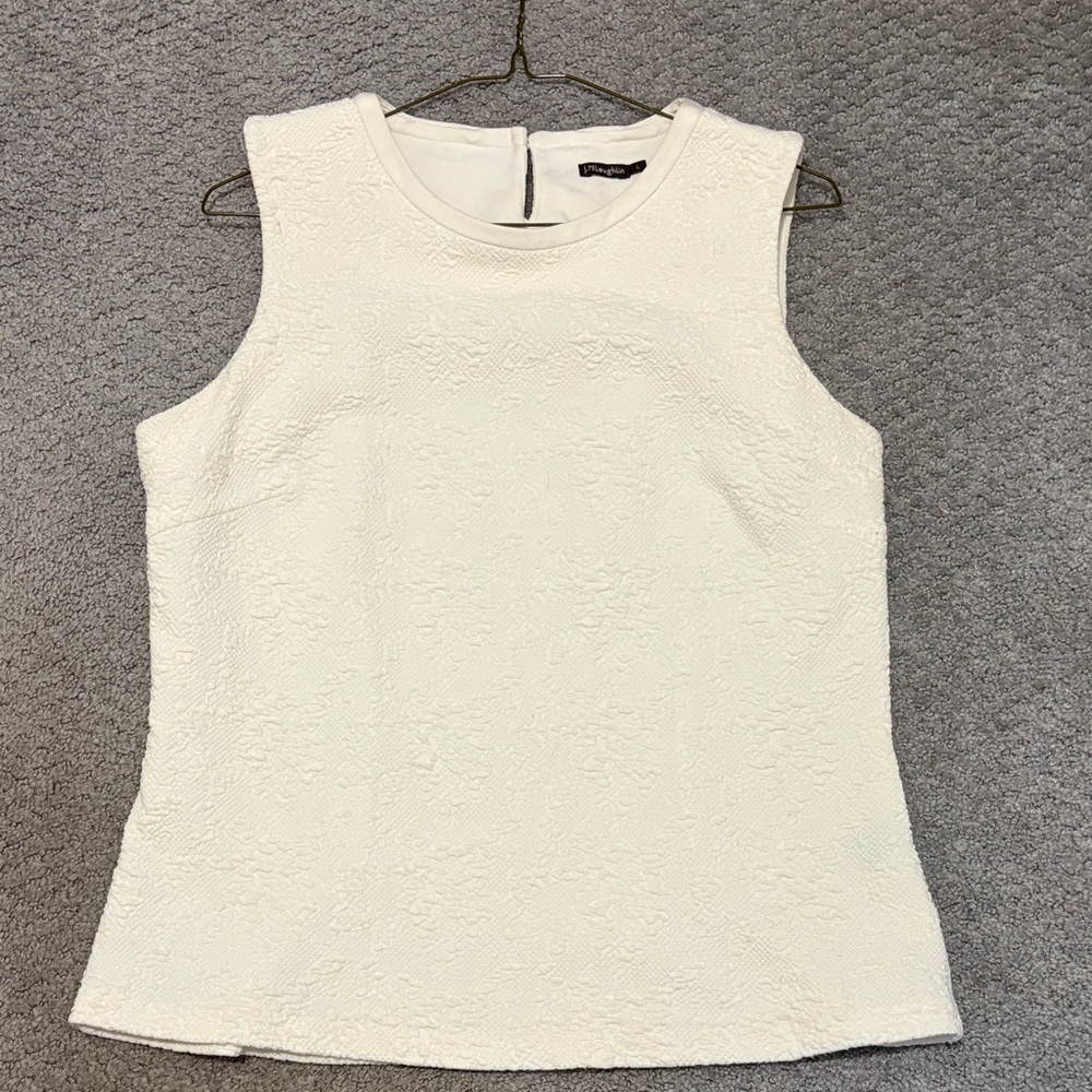 J. McLaughlin Off White Textured Sleeveless Tank Large